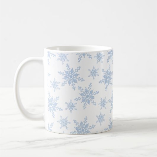 Mok blauwe sneeuwvlokken koffie (Links)