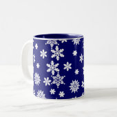 Mok blauwe sneeuwvlokken koffie (Voorkant links)