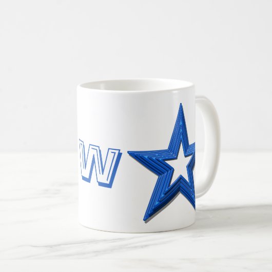 Mok - Blauwe sterren en Initiaal (Voorkant rechts)