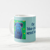 mok blauwe streepjesband (Voorkant links)