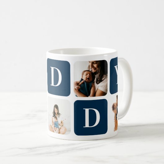 Mok blauwe Vaderdag fotocollage (Voorkant rechts)
