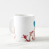 Mok blauwe vogel en bessen koffie (Voorkant links)