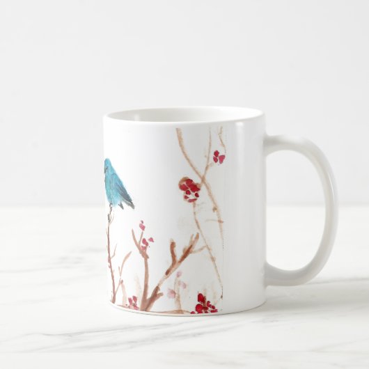 Mok blauwe vogel en bessen koffie (Rechts)