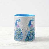 Mok Blauwe Waterverf van Elegant Blue Peacock (Midden)