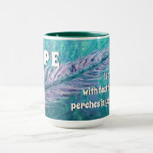 Mok blauwgroen en veren Ovarium Cancer Hope (Midden)