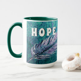 Mok blauwgroen en veren Ovarium Cancer Hope