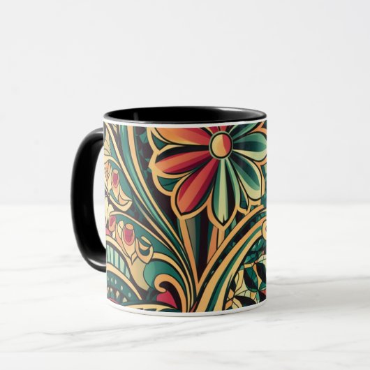 mok bloemen koffie (Voorkant links)