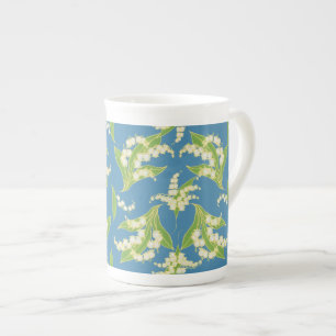 Mok  Bone China: Lilies van de vallei, blauw