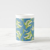 Mok Bone China: Lilies van de vallei, blauw (Voorkant)