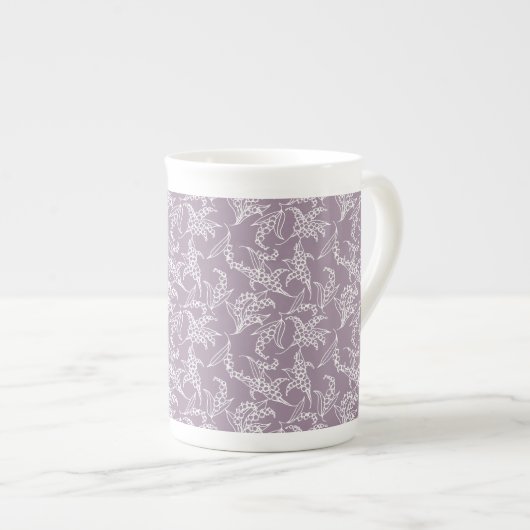 Mok  Bone China: Lilies van de vallei, Mauve (Voorkant rechts)