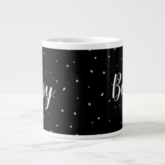 Mok - Bossy Gold Stippen Confetti Black (Voorkant)