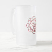 Mok brandweerman Maltese kruis van glas (Voorkant links)