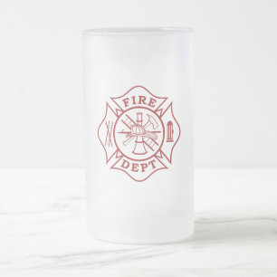 Mok brandweerman Maltese kruis van glas