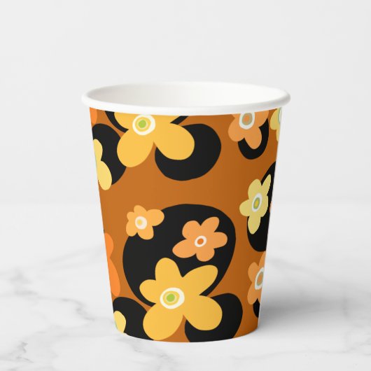 Mok bruin floreel patroon koffie papieren bekers (Achterkant)