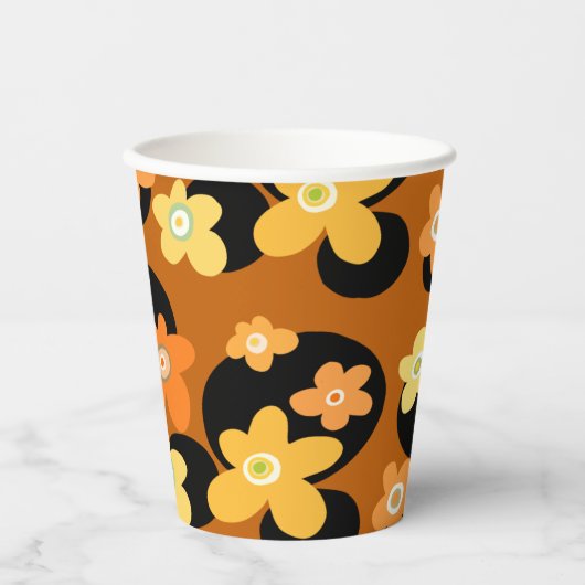 Mok bruin floreel patroon koffie papieren bekers (Voorkant)