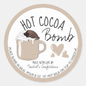 Mok bruine hotline cacao instructies ronde sticker (Voorkant)