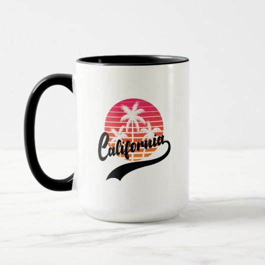 Mok Californische Retro Sunset en palms Trees (Links)