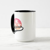 Mok Californische Retro Sunset en palms Trees (Voorkant links)