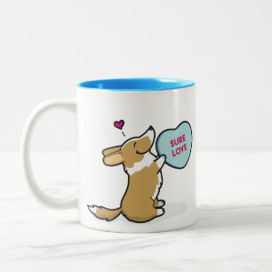 Mok Cardigan Corgi-Red Coffee van de valentijnse v