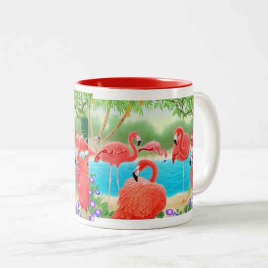 Mok Caribische roze flamingo (Voorkant rechts)