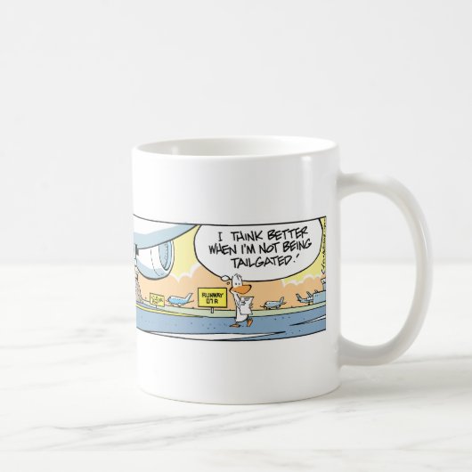 Mok Cartoon van de Humor van de vliegbaan (Rechts)