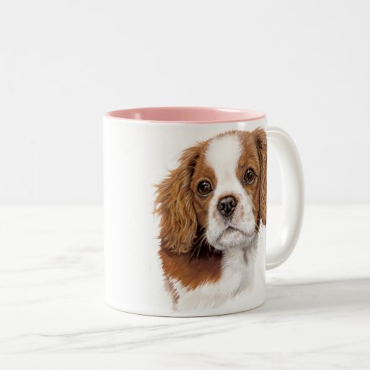 Mok: cavalier koning charles spaniel tweekleurige koffiemok (Voorkant rechts)