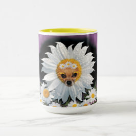 Mok Chihuahua Puppy en Daisy Flowers