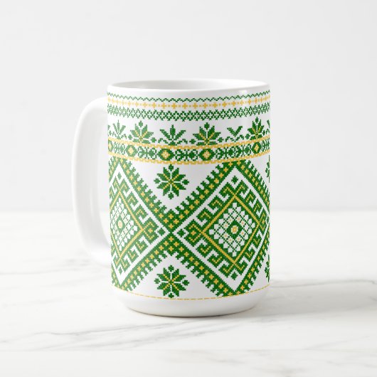 Mok Classic Green Ukraine Cross Stitch (Voorkant links)