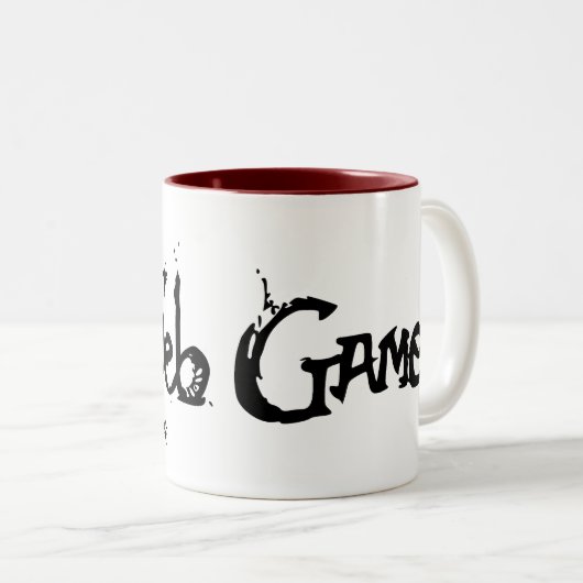 Mok: Cobweb Games Tweekleurige Koffiemok (Voorkant rechts)