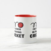 Mok cricket player met grappig citaat (Midden)