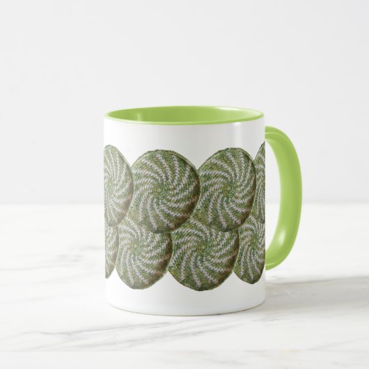 Mok - Crochet White Spiral over Green (Voorkant rechts)