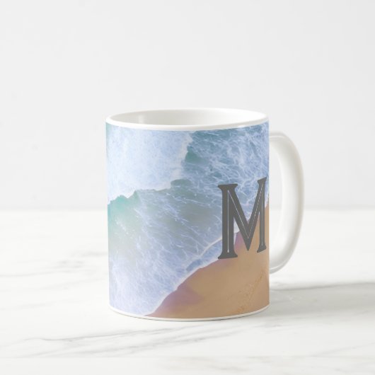 Mok cup wave surf ontwerp met monogram cadeau (Voorkant rechts)