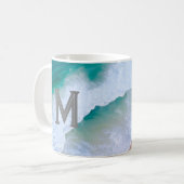 Mok cup wave surf ontwerp met monogram cadeau (Voorkant links)