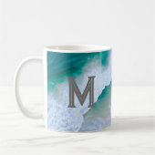 Mok cup wave surf ontwerp met monogram cadeau (Links)