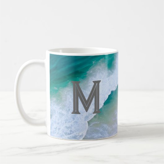 Mok cup wave surf ontwerp met monogram cadeau (Links)