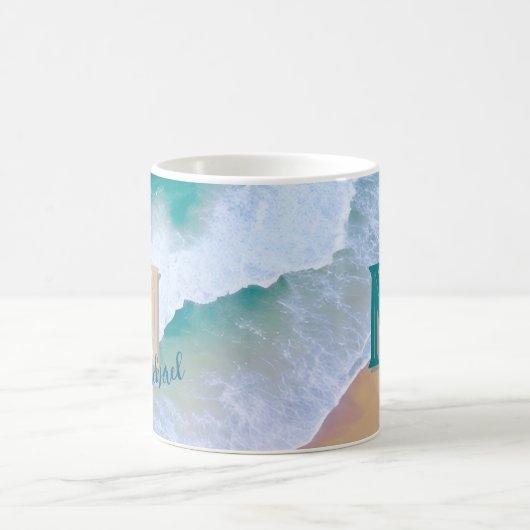 Mok cup wave surf ontwerp met monogram cadeau (Center)