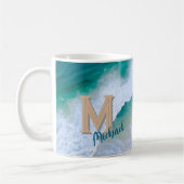 Mok cup wave surf ontwerp met monogram cadeau (Links)