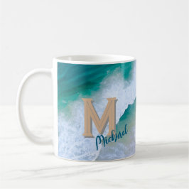 Mok cup wave surf ontwerp met monogram cadeau