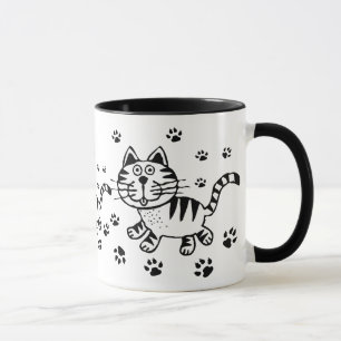 Mok Cute Cat & Paw Prints