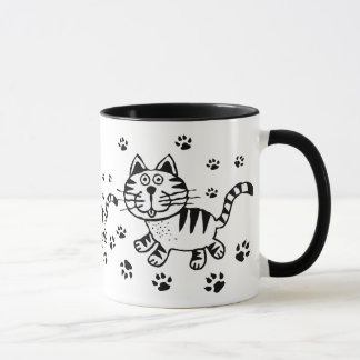 Mok Cute Cat & Paw Prints