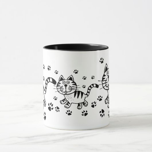 Mok Cute Cat & Paw Prints (Midden)