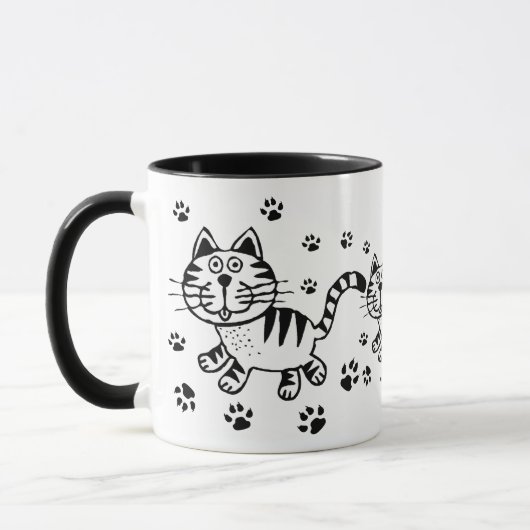 Mok Cute Cat & Paw Prints (Links)