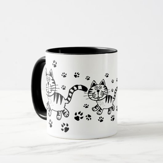 Mok Cute Cat & Paw Prints (Voorkant links)