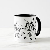 Mok Cute Cat & Paw Prints (Voorkant rechts)