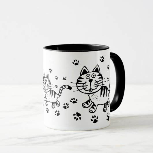 Mok Cute Cat & Paw Prints (Voorkant rechts)