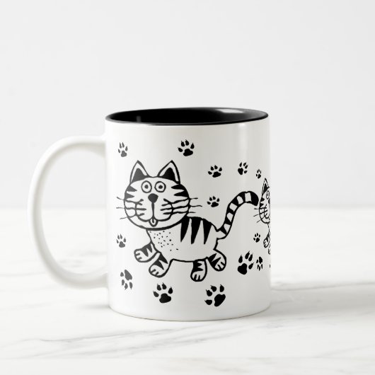 Mok Cute Cat & Paw Prints (Links)