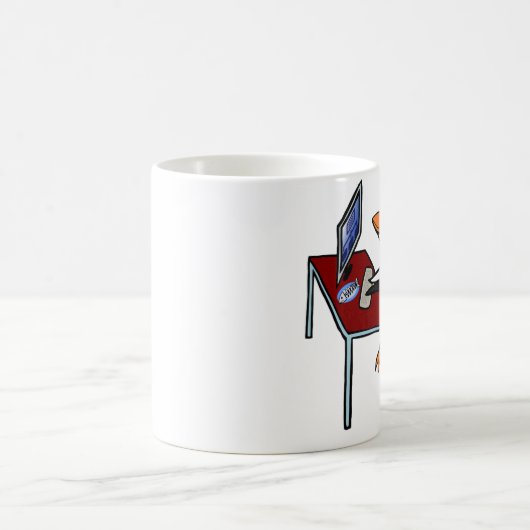 MOK: Cute Funny Penguin Werkt aan Computer Koffiemok (Center)