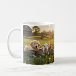 Mok Cute groep huisdieren, Golden Retriever en kat