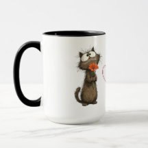 Mok Cute Pluizige Kat met een Bloem Grappige Koffi