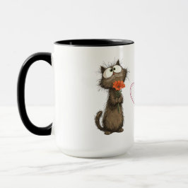 Mok Cute Pluizige Kat met een Bloem Grappige Koffi